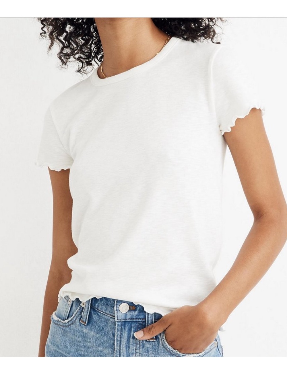 Madewell White Lettuce-Edge Crewneck Baby Tee XL